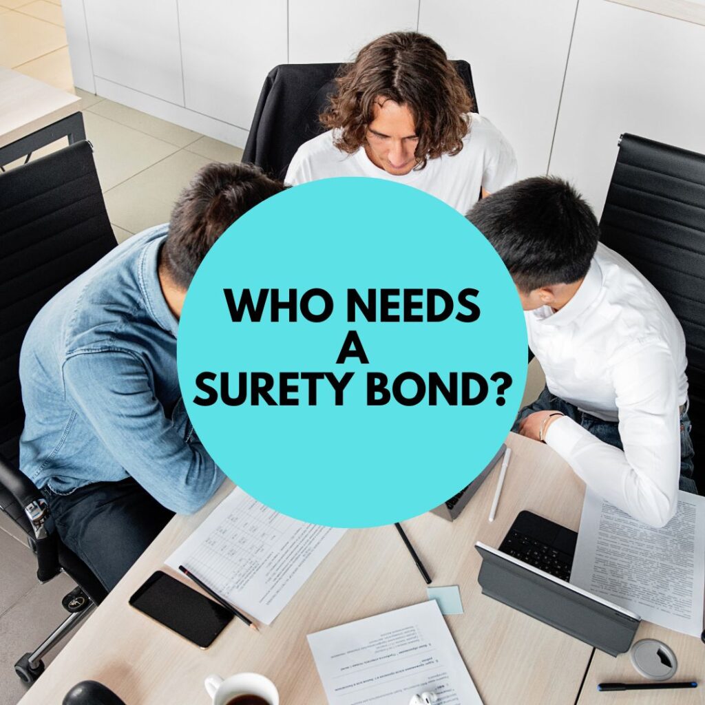 Who needs a Surety Bond? - Three businessmen talking about their business and how they can protect it by having insurance like a bond.